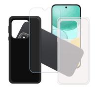 GYDQQKJ Cover per Honor X6C + Pellicola Protettiva in Vetro Temperato, 2 Pezzi Morbido Silicone Custodia Traslucido + Nero TPU Case - HD Schermo Protettore per (6.61")