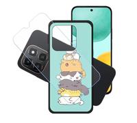 GYDQQKJ Cover per Honor X6C + Pellicola Protettiva in Vetro Temperato, Morbido Silicone Custodia Nero TPU Case - HD Schermo Protettore per Honor X6C (6.61") - LH21