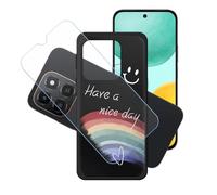 GYDQQKJ Cover per Honor X6C + Pellicola Protettiva in Vetro Temperato, Morbido Silicone Custodia Nero TPU Case - HD Schermo Protettore per Honor X6C (6.61") - LH60