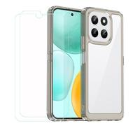 GYDQQKJ Cover per Honor X6c + Pellicola Protettiva in Vetro Temperato, Morbido Silicone Custodia Nero Traslucido TPU Case - 2 Pezzi Schermo Protettore per Honor X6c (6.61")