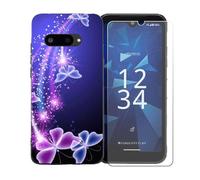 GYDQQKJ Cover per Kyocera Digno SX4 WiFi + Pellicola Protettiva in Vetro Temperato, Morbido Silicone Custodia Nero TPU Case - HD Schermo Protettore per Kyocera Digno SX4 WiFi (5.80") - BST7