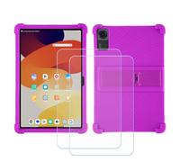 GYDQQKJ Cover per Lenovo Tab K11 Gen2 (11.0") + 2 Pezzi Pellicola Protettiva in Vetro Temperato, Morbido Silicone Custodia Viola TPU Case - HD Schermo Protettore per - Viola
