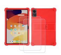 GYDQQKJ Cover per Lenovo Tab K11 Gen2 (11.0") + 2 Pezzi Pellicola Protettiva in Vetro Temperato, Morbido Silicone Custodia Rosso TPU Case - HD Schermo Protettore per - Rosso