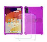 GYDQQKJ Cover per Lenovo Tab K11 Gen2 (11.0") + 3 Pezzi Pellicola Protettiva in Vetro Temperato, Morbido Silicone Custodia Viola TPU Case - HD Schermo Protettore per - Viola