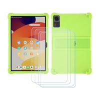 GYDQQKJ Cover per Lenovo Tab TB311FU (10.1") + 4 Pezzi Pellicola Protettiva in Vetro Temperato, Morbido Silicone Custodia Verde TPU Case - HD Schermo Protettore per - Verde