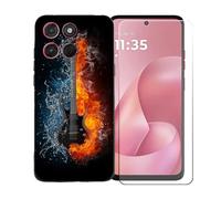 GYDQQKJ Cover per Motorola Moto G57 + Pellicola Protettiva in Vetro Temperato, Morbido Silicone Custodia Nero TPU Case - HD Schermo Protettore per Motorola Moto G57 (6.72") - BST16