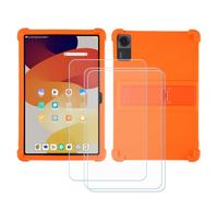 GYDQQKJ Cover per Oneplus Pad Lite (11.61") + 3 Pezzi Pellicola Protettiva in Vetro Temperato, Morbido Silicone Custodia Arancione TPU Case - HD Schermo Protettore per - Arancione