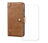 GYDQQKJ Cover per Oukitel WP100 Titan 6.80" + Pellicola Protettiva in Vetro Temperato - Stand in PU Pelle Portafoglio Flip Case Guscio Protettiva Custodia Marrone