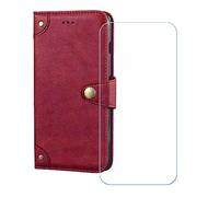 GYDQQKJ Cover per Oukitel WP100 Titan 6.80" + Pellicola Protettiva in Vetro Temperato - Stand in PU Pelle Portafoglio Flip Case Guscio Protettiva Custodia Rosso