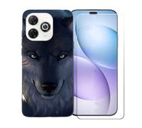 GYDQQKJ Cover per Wiko Hi Enjoy 80 Pro + Pellicola Protettiva in Vetro Temperato, Morbido Silicone Custodia Nero TPU Case - HD Schermo Protettore per Wiko Hi Enjoy 80 Pro (6.70") - BST12