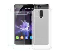 GYDQQKJ DQG Cover per Blackview P2 Lite + Pellicola Protettiva in Vetro Temperato, Morbido Silicone Custodia Traslucido TPU Case - 2 Pezzi Schermo Protettore per Blackview P2 Lite (5.5")