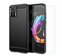GYDQQKJ DQG per Motorola Edge 30 Neo (6.28"), [2 pezzi Pellicola Protettiva in Vetro Temperato ]+TPU Custodia Cover Carbon Fiber Morbida Case Flessibile Fibra di Carbonio Custodia per - Nero