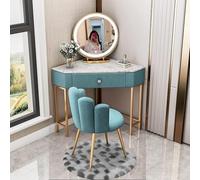 GYDUHYE Vanity Table Corner Toeletta Specchio Set Trucco Comò Scrivania, con 5 cassetti e sgabello, Mobili per camera da letto - 60/70 cm (bianco 60 cm) (Dimensioni: 70 cm, colore: blu)