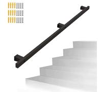GYEQXKT Outdoor Handrail Black Stair Railing 1m 1.5m 2m 2.4m 3m 6m Wall Mounted Support Post Complete Wrought Iron Balustrade Kit