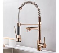 GYEQXKT Rubinetto da Cucina Black Spring con doccetta Estraibile, Girevole a 360°, Miscelatore Flessibile in Rame Senza Piombo, 2 modalità di spruzzo, rubinetti da Cucina con Maniglia Sing