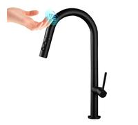 GYEQXKT Rubinetto da Cucina Moderno con sensore Touch Nero Estraibile e Controllo dell'Acqua Calda e Fredda