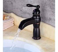 GYEQXKT Rubinetto per lavabo da Bagno Nero, Miscelatore monocomando per Acqua Calda e Fredda, beccuccio a Cascata in Bronzo Oliato, Rubinetto per lavabo in Ottone per Un Arredamento Modern
