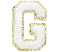 GYGYL - 3 toppe in ciniglia glitterate con lettere glitterate, termoadesive di grandi dimensioni, per decorazione di costumi di squadra, altezza 10 cm, lettera G