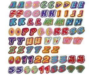 GYGYL - 72 toppe termoadesive con lettere e numeri, colorate, lettere dell'alfabeto dalla A alla Z, numeri 0-9, per vestiti, cappelli, calze, jeans, accessori fai da te, stile 2