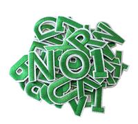 GYGYL - 72 toppe termoadesive con lettere e numeri, lettere dell'alfabeto dalla A alla Z, numeri 0-9, per vestiti, cappelli, calze, jeans, accessori fai da te (verde)