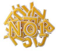 GYGYL 72 toppe termoadesive con lettere e numeri, lettere gialle, ricamate dalla A alla Z, numeri 0-9, per vestiti, cappelli, calze, jeans, accessori fai da te