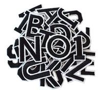 GYGYL 72 toppe termoadesive con lettere e numeri, lettere nere dalla A alla Z, numeri 0-9, per vestiti, cappelli, calze, jeans, accessori fai da te