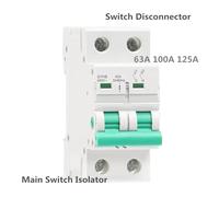 GYH8 Din Rail 2Pole Main Switch Function Disconnector Switch Isolator Circuit Breaker 400VAC DP Breaker CZAOINCU(125A)