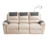 GYHH Copribraccioli Fodera Per Bracciolo Del Divano, Fodera Per Poggiatesta Per Sedia Reclinabile, Fodera Per Poltrona, Fodera Trapuntata Antiscivolo (Dark Gray,3 Seat Recliner | 5 Pc)