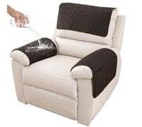 GYHH Copribraccioli Fodera Per Bracciolo Del Divano, Fodera Per Poggiatesta Per Sedia Reclinabile, Fodera Per Poltrona, Fodera Trapuntata Antiscivolo (Black,1 Seat Recliner | 3 Pc)