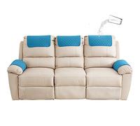GYHH Copribraccioli Fodera Per Bracciolo Del Divano, Fodera Per Poggiatesta Per Sedia Reclinabile, Fodera Per Poltrona, Fodera Trapuntata Antiscivolo (Sky Blue,3 Seat Recliner | 5 Pc)