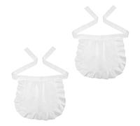 GYIOFAI 2 Pezzi Mezzo Grembiule Vintage Bianco, Grembiule da Cucina, Grembiule in vita per Donna, Grembiule Cameriera Grembiule con Volant per Ristoranti, Caffè, Pulizia, Pittura, Cucinare (Bianco)