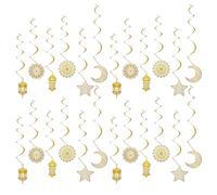 GYIOFAI 24 Pezzi Decorazioni del Ramadan Mubarak Decoro a forma di mezzaluna e Twinkle Little Star Streamer Bunting Banner per bambini Ramadan EID Mubarak Decorazione per Matrimonio
