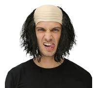 GYIOFAI Adulto Parrucca Calva Uomo, Semi Calvo da Scienziato da Professore Pazzo,Parrucca da Monaco, Mezza Capelli Parrucche da Calvo Berretto in Lattice, Divertente Cosplay,per Festa Halloween (Nero)