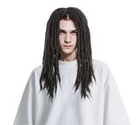 GYIOFAI Parrucca Nera Lunga Uomo Donna Dreadlocks, Riccioli Rasta Reggae Capelli Sintetici Halloween Parrucca da Discoteca in Metallo Pesante Costumi e Accessori per Hippy Festa Cosplay Carnevale