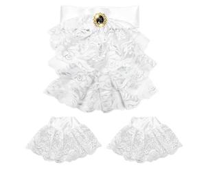 GYIOFAI Set di polsini Jabot in pizzo con gemme, collo a volant e polsini con volant, collare finto da gentiluomo, vampiro, giudice, pirata, accessori per costume per Halloween, carnevale, Giornata