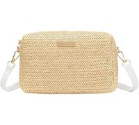 Gyios Borsa Donna Tracolla Sacca di Paglia da Maglieria Rattan Spiaggia Piccola Borsa E Borsetta da Viaggio per Spalla Femmina-Apricot-a