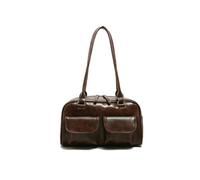 Gyios Borse Sacchetti Vintage Affari Spalla Semplice da Donna per Pendolare Pura in Pelle 2 Tasca Chic Ascarari Borsette A Mano-caffè