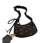 Gyios Borse Strawberry Printing Bullo Porta Portatile In Stile Coreano Sweet Case A Grande Capacità Per Via Ascelle Il Tempo Libero-nero
