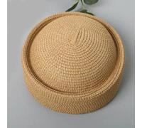 Gyios Cappello da Pescatore Berretto Straw Pillbox Hat Summer Beret Retro Wedding Party Fedora Hostess Designer Millinery Hat-khaki-55-58cm