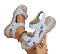 Gyios Chanclas Sandalias Ortopédicas De Cuña Baja para Mujer, con Ajustable, Soporte El Arco, Antideslizantes, Ligeros, Zapatos Playa Verano-Azul Claro-40