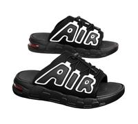 Gyios Ciabatte Uomo Tessuto Lettera Patch Diapositive, Cuscino in Gomma Outsole Sandali Antiscivolo per La Spiaggia E Strada Quotidiana Indossamento Estivo Casual-black-46