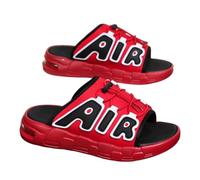 Gyios Ciabatte Uomo Tessuto Lettera Patch Diapositive, Cuscino in Gomma Outsole Sandali Antiscivolo per La Spiaggia E Strada Quotidiana Indossamento Estivo Casual-red-40