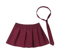 Gyios Gonna Lunga Donne Vite Plaid Piezzato Mini con Ragazze di Scuola Uniforme Nightclub Outfit Carnevale Cosplay Costume-Wine Red-4xl