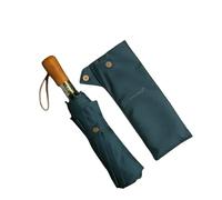 Gyios Ombrello Pieghevole Completamente Automatico con Manico in Legno da Uomo Antivento Lavoro Parasole-Blu Marino-ferro-12k