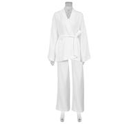 Gyios Pigiama da Donna Pants Long Sleeve Abbattinatura A Vapore -Bianco-s