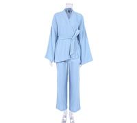 Gyios Pigiama da Donna Pants Long Sleeve Abbattinatura A Vapore -Blu-m