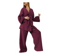 Gyios Pigiama da Donna Pants Long Sleeve Abbattinatura A Vapore -Claret-m