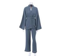 Gyios Pigiama da Donna Pants Long Sleeve Abbattinatura A Vapore -Grigio Scuro-m