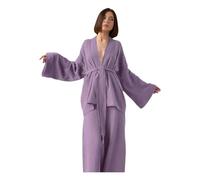 Gyios Pigiama da Donna Pants Long Sleeve Abbattinatura A Vapore -Profondo Viola-XL
