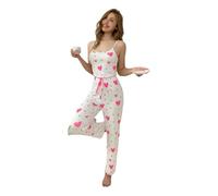 Gyios Pigiama da Donna Set per 2 Pezzi Il Cuore di Pigiami Cami Top + Pantaloni in Vita Alta Abbigliamento Sonno Carino-Amore Rosa-s